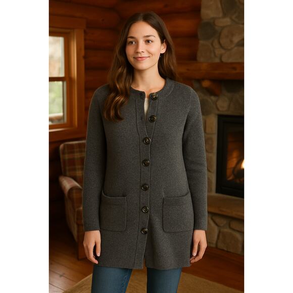 Banana Republic Gray Wool Blend Button Front Long Cardigan Sweater M - Picture 1 of 9